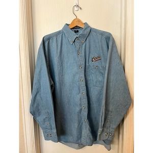 EUC Embroidered Coors Original Beer Logo Denim Long Sleeve Button Up XL